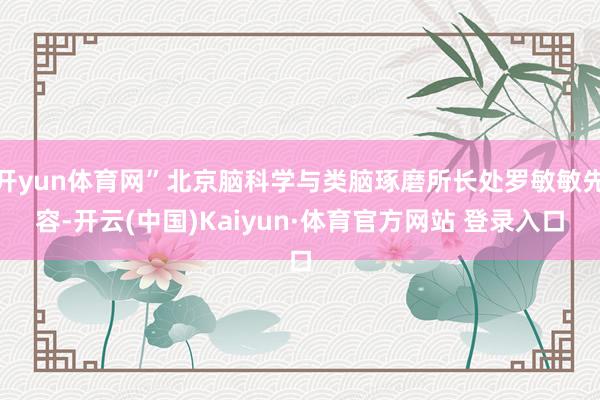 开yun体育网”北京脑科学与类脑琢磨所长处罗敏敏先容-开云(中国)Kaiyun·体育官方网站 登录入口